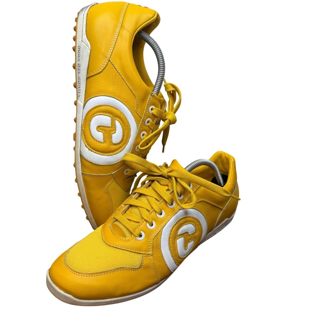 Duca Del Cosma Mens Yellow Leather Spikeless Golf Shoes PPO-005365 Size 10 EU 43
